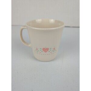 Corning Ware Forever Yours Mugs Coffee Tea Cup Handles Pink Hearts Set of 1 USA